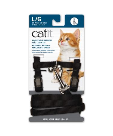 Catit Nylon Adjustable Cat Harness and Leash Set, Large, Black