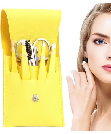 Eyebrow Shaping Kit | with Travel Case Eyebrow Scissors Kit Brow Scissors Eyebrow Kit | Eyebrow Scissors for Women Eyebrow Grooming Kit for Ingrown Hair Hair Plucking Daily Puchen Lemon Yellow 6-piece Set - Buy Online on SooperMarket.com