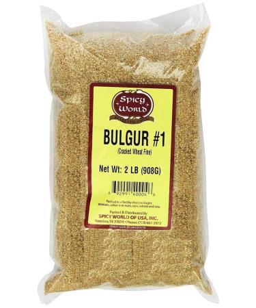 Spicy World Bulgur Cracked Wheat Fine #1, 2 Pound Bag (32oz) - Excellent USA Grown Bulgar Wheat for Tabouleh 2 Pound (Pack of 1)