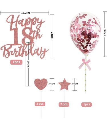 Larchio 18th Birthday Cake Topper  Rose Gold Happy 18th Birthday Cake Topper and Balloon Cake Topper for Girl Birthday Cake Decorations - Buy Online on SooperMarket.com