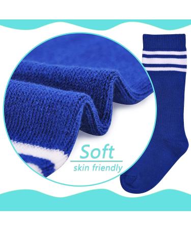 LO SHOKIM Toddler Knee High Soccer Socks - Kids Girls Boys Striped Over the Calf Uniform Stockings 3 Pairs (Black, Blue, White & Red) - Size 5-7 Years - Buy Online on SooperMarket.com