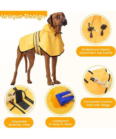 Weesiber Waterproof Reflective Dog Raincoat - Lightweight Adjustable Poncho for Night Walking - Medium Yellow - Buy Online on SooperMarket.com