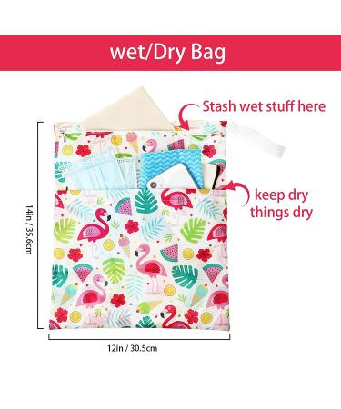 Waterproof Wet Bag Set - 4 Pieces Reusable Washable Wet Dry Bags for Travel, Beach, Swimwear, Diapers - Hawaii Design - 12 x 14 Inch - Buy Online on SooperMarket.com