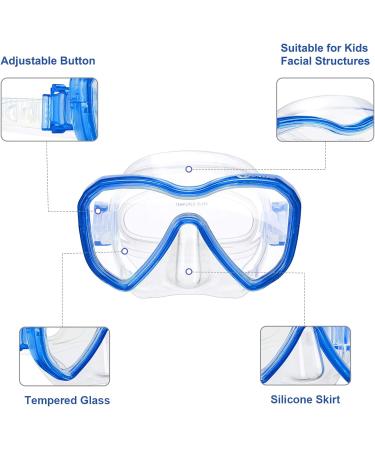 Dorlle Kids Snorkel Set - Premium Dry Snorkel Mask with Anti-Fog Goggles - Blue | Ideal Snorkeling Package for Children - Buy Online on SooperMarket.com