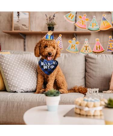 WLLHYF Dog Birthday Party Supplies Boy Dog Birthday Bandana Set with Cute Dog Bow Tie Dog Birthday Crown Hat with Numbers Small Medium Large Dogs(Blue) - Buy Online on SooperMarket.com