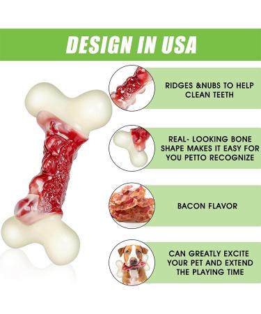 2TRUL Indestructible Dog Toy for Aggressive Chewers - Real Bacon Flavored Chew Bone for Large Dogs - Best Toy to Keep Them Busy - Buy Online on SooperMarket.com
