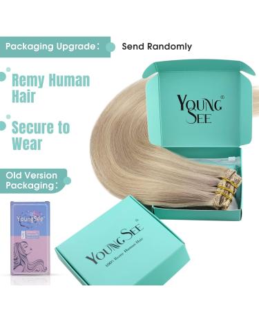 Youngsee Clip-In Hair Extensions - 35cm Real Hair 120g - Ashblond & Platinum Highlights - 7 Pieces - Buy Online on SooperMarket.com