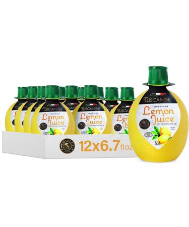 Tuscanini 100% Sicilian Lemon Juice Not from Concentrate 200ml Lemon Shaped Squeeze Bottle (12 Pack) No Water Added | Product of Italy | Certified Kosher (Including Passover)