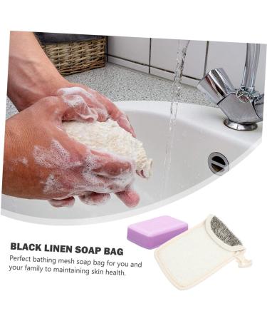 CANIGHT 2pcs Black Linen Soap Bag Cleaning Scrubber Soap Exfoliating Pouch Soap Scrubber Pouch Bubble Flax - Buy Online on SooperMarket.com
