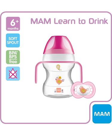 MAM Learn to Drink Cup and Soother 6 Months 190ml (Pink) - Best Training Cup for Babies - Buy Online on SooperMarket.com