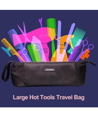 ANGENIL Large Capacity Hair Tools Travel Bag | Heat Resistant Mat for Flat Irons & Curling Irons | Portable 2-in-1 Hot Tool Mat Bag - Black - Buy Online on SooperMarket.com