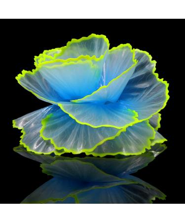 Duozoance artificial coral bright aquatic plants plant - aquarium glowing decoration made of silicone glow in the dark for landscape decoration flowers ornaments blue 7.5x5x9cm