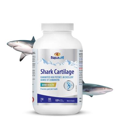MapleLife Nutrition - Shark Cartilage 750mg - Excellent Source of Chondroitin - High Potency Pure Ingredients Calcium Carbohydrates Maintain Bone Health Reduce Joint Pain Anti-Inflammation Reduce Swelling & Redness of Joints Free of Artificial Ingredients