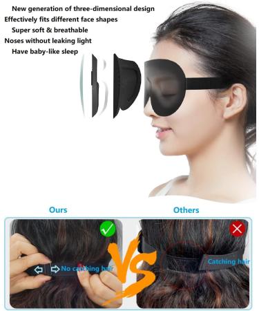 HUIBENYOU 3D Eye Covers for Sleeping - 2pcs Black Sleep Mask for Insomnia, Lunch Breaks & Anytime Rest - Soft, Comfortable & Completely Blindfolded - Buy Online on SooperMarket.com