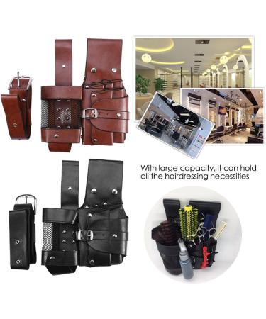 Professional Hair Care Styling Tools Waist Bag - PU Leather Hairdressing Pouch for Barber Scissors and Combs with Removable Belt (Black) - Buy Online on SooperMarket.com
