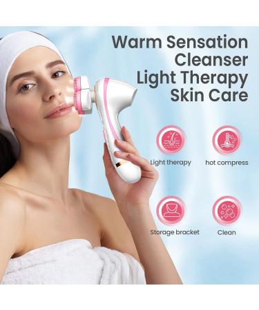 3D Facial Cleansing Brush Electric Face Scrubber with 3 Replacement Heads for Deep Cleaning|Gentle Exfoliate|Tighten Skin (Pink) - Buy Online on SooperMarket.com
