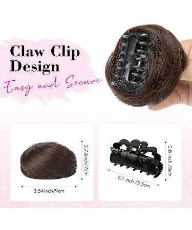 REECHO 2 PCS Mini Claw Clip in Messy & Cat Ears Hair Bun Extensions Wig Accessory Updo Hairpieces for Women Girls (Pack of 2-3" Straight Dark Chocolate Brown) Pack of 2 - 3" Straight Dark Chocolate Brown - Buy Online on SooperMarket.com