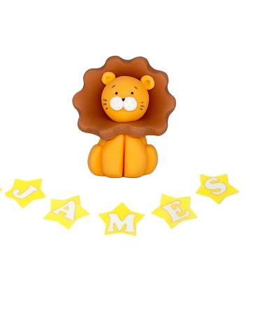 Personalised Lion Cake Topper - Edible Fondant Safari Jungle Cupcake Birthday Decoration with an Edible Glue - Party Supplies