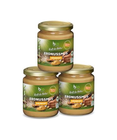 Biozentral peanut muscle crunchy |3 x 250 g Nussmus |Vegan gluten -free protein source |Without palm oil contains natural sugar |Peanut butter for bread and smoothi string -like peanut butter