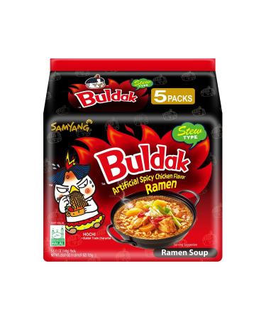 Samyang Buldak hot chicken flavor ramen instant pasta stew type sharp ramen soup stew with chicken taste 5 -pack (5 x 145g) 145 g (5 Pack)