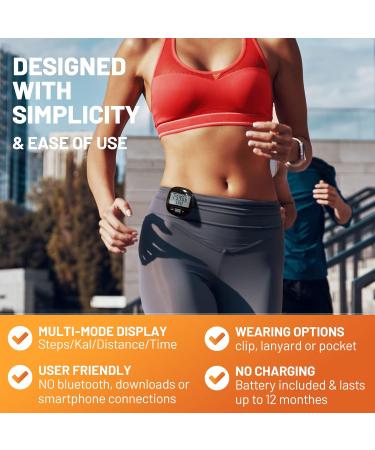 3D Pedometer with Clip and Strap: Walking Distance, Calorie Counter, Daily Target Monitor - Accurate Step Counter for Men, Women, Kids, and Seniors - Buy Online on SooperMarket.com
