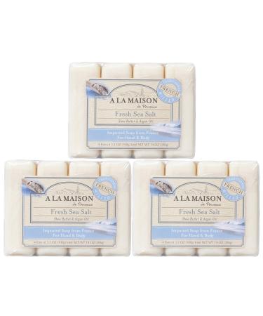 A LA MAISON Fresh Sea Salt Bar Soap - Triple French Milled Natural Moisturizing Hand Soap Bar (12 Bars of Soap  3.5 oz)