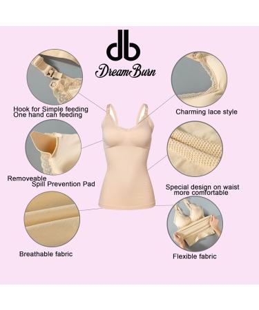 Dreamburn Women's Nursing Tank Top with Built-In Bra - Maternity Camisole for Breastfeeding XXL Pink - Buy Online on SooperMarket.com