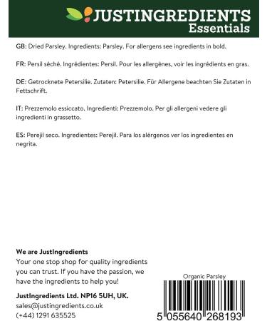 JustIngredients Essentials Organic Parsley 250 g - Buy Online on SooperMarket.com