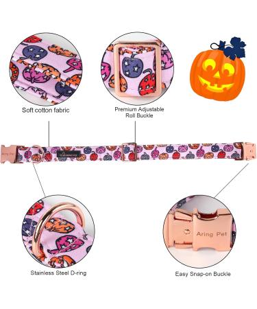 Aring Pet Halloween Dog Collar - Pink Pumpkin Design with Sailor Fly X-Large Cotton Collar with Metal Buckle | Pack of 1 - Buy Online on SooperMarket.com