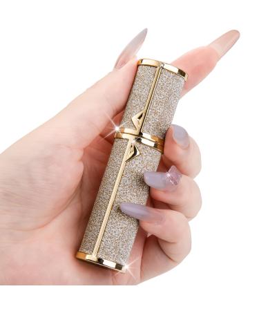Gemice Perfume Travel Refillable Atomizer Luxury Glitter Bling Bottom Filling Perfumes Bottle Mini Fragrances Dispenser Portable Cologne Sprayer Pocket Size 5ml for Plane Trip Gift Sparkling Gold