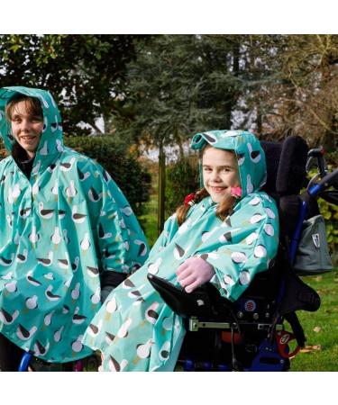 BundleBean Kids Wheelchair Poncho | Waterproof Rain Poncho for Ages 4-11 Years | Universal Fit with Peaked Hood | Seagulls Design - Buy Online on SooperMarket.com