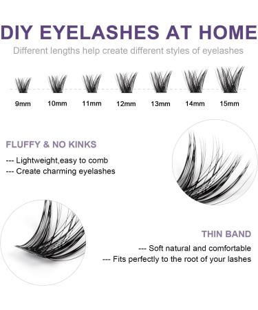 Individual Lashes Extension Kit 70 Wide-Stem 9-15mm Mix False Eyelashes with Lash Glue and Applicator - DIY Natural Portable Cluster Lashes Kit - Pack of 1 (FD20 Light Suit) - Buy Online on SooperMarket.com