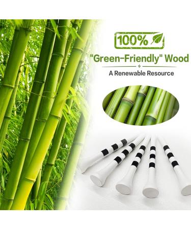 FINGER TEN Golf Tees Wooden Bamboo 3 1/4 & 2 3/4 Inch Durable Biodegradable Colored Tee Pack - 120 Count - White & Black - Buy Online on SooperMarket.com
