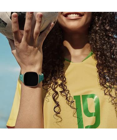 Laffav Slim Soft Silicone Sport Bands for Fitbit Versa 3 & Sense - Small, Black/Pine Green/Purple/Blue Gray - Men and Women Replacement Wristband - Buy Online on SooperMarket.com