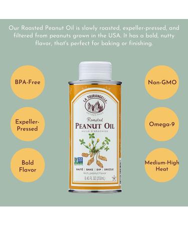 La Tourangelle  Roasted Peanut Oil  Perfect for Deep Frying  High Heat Cooking  Adding to Noodles  Stir-Fries  Vinaigrettes  and Marinades  8.45 fl oz Roasted Peanut Oil 8.45 Fl Oz (Pack of 1) - Buy Online on SooperMarket.com
