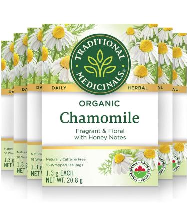 Traditional Medicinals - Organic Chamomile Herbal Tea (Pack of 6) - Soothing and Relaxing - 96 Tea Bags Total Tea Chamomile 16 Count (Pack of 6)
