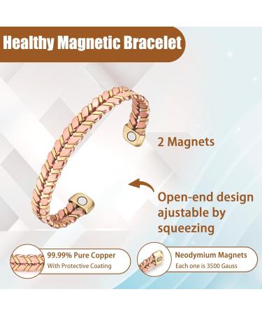 EnerCoppeX Copper Magnetic Bracelet for Women - Detox Jewelry with 3500 Gauss Magnet (CPB-0999) - Buy Online on SooperMarket.com