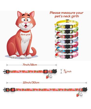 Lafayi 7-Piece Cat Collar Set with Bells & Fruit Pendants | Adjustable Cat Necklaces (18-30cm) | Safe Pet Accessories & Supplies - Buy Online on SooperMarket.com