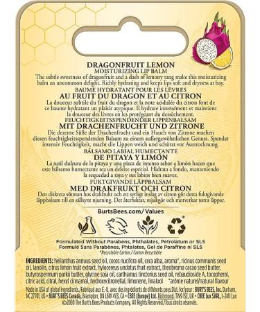 Burt's Bees 100% Natural Origin Moisturizing Lip Balm Dragonfruit Lemon with Beeswax & Fruit Extracts Blister - Buy Online on SooperMarket.com