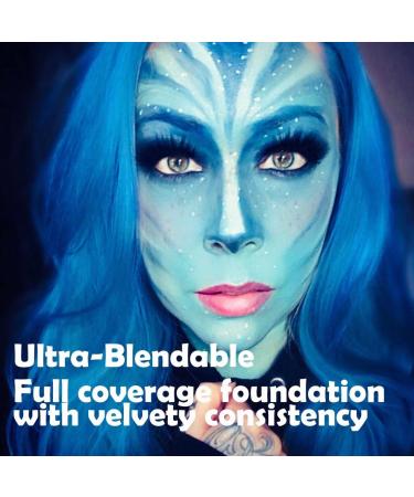 CCBeauty Professional Face Body Paint Oil Set | 24 Colors Adult Halloween Makeup Kit with 10 Blue Brushes - Buy Online on SooperMarket.com