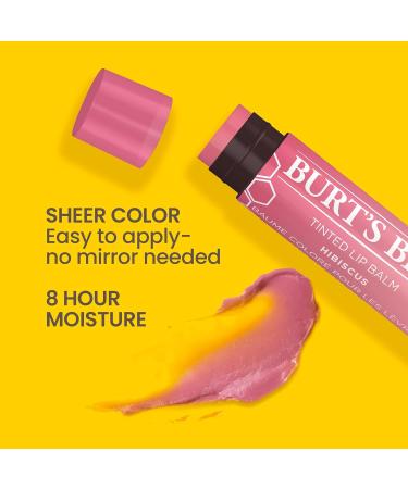 Burt's Bees Tinted Lip Balm Hibiscus - 0.15 Ounce (2 Count) | Natural Moisturizing Lip Care | International Shipping Available - Buy Online on SooperMarket.com