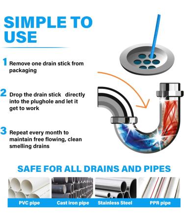Buy Drain Sticks x48 Fast & Effective Drain Cleaning for Sinks Baths & Showers | Prevent Blockages & Odors - International Shipping - Buy Online on SooperMarket.com