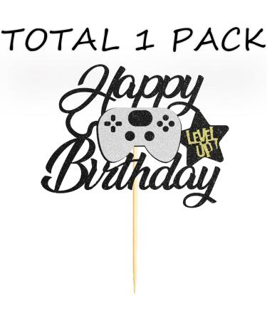 Sumerk 1PC Video Game Happy Birthday Cake Topper Level Up Cake Toppers Game On Level Up Winner Party Decoration for Boys Kids Baby Shower for Game controller Themed Party Favors (Silver) Sliver - Buy Online on SooperMarket.com