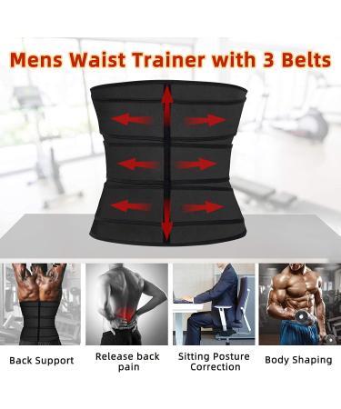 Men's Neoprene Waist Trainer Sauna Sweat Trimmer Cincher with Belts - Black, Large - Buy Online on SooperMarket.com