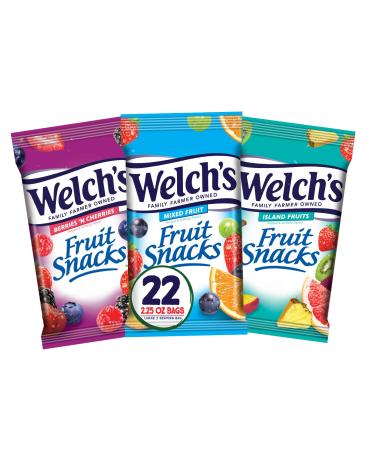 Welch's Fruit Snacks Variety Pack - Mixed Fruit, Island Fruits & Berries, Gluten-Free (Pack of 22, 2.25 oz Bags) - Buy Online on SooperMarket.com