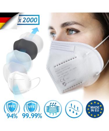 Virshields FFP2 Mundschutzmasken - 5-lagig PFE 94% VFE 99.99% EN 149: 2001 Atmungsaktive Schutzmasken Made in EU 10-2000 St ck Farbwahl Halbmarsk 1 St ck (10er Pack) - Buy Online on SooperMarket.com