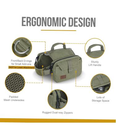 OneTigris Hoppy Camper 2.0 Dog Backpack - Tearproof Camping & Hiking Gear for M/L Size Dogs (Large Ranger Green) - Buy Online on SooperMarket.com