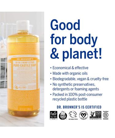 Dr. Bronner's Pure-Castile Liquid Soap Variety Pack - Almond Citrus & Tea Tree - 32 oz | Organic Oils, 18-in-1 Uses for Face, Body, Hair, Laundry, Pets, Dishes - 3 Count - Buy Online on SooperMarket.com