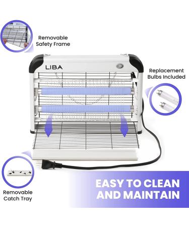 LiBa Electric Bug Zapper Indoor Insect Killer - Powerful 2800V Grid - Includes 2 Extra Replacement Bulbs - Fly and Mosquito Repellent - Easy-to-Clean with Washable Tray - Buy Online on SooperMarket.com