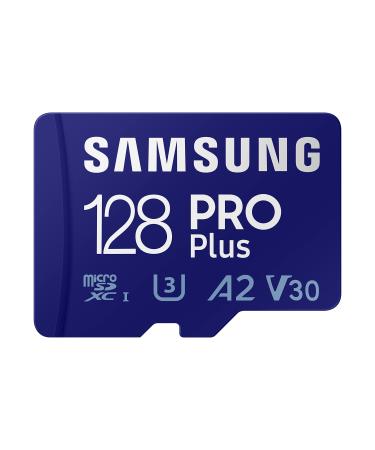 SAMSUNG PRO Plus + Adapter 128GB microSDXC Up to 160MB/s UHS-I, U3, A2, V30, Full HD & 4K UHD Memory Card for Android Smartphones, Tablets, Go Pro and DJI Drone (MB-MD128KA/AM) 128GB PRO Plus